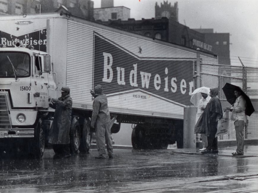 Anheuser-Busch Brewery - Truck Crosses Picket Line, 1976