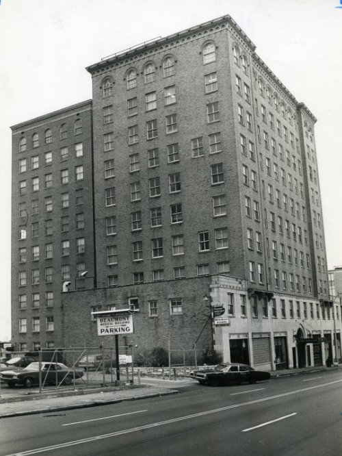 The Beaumont Medical Building, the victim of a low occupancy rate and high utility costs, 1976
