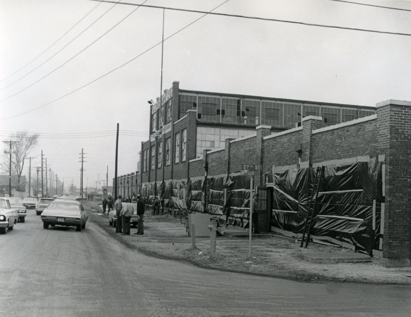 The repair at the building at 27th St., 1972