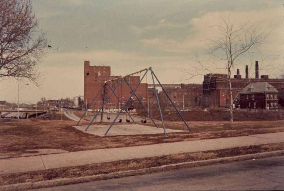 Anheuser-Busch Brewery from Cherokee Playground, 1977