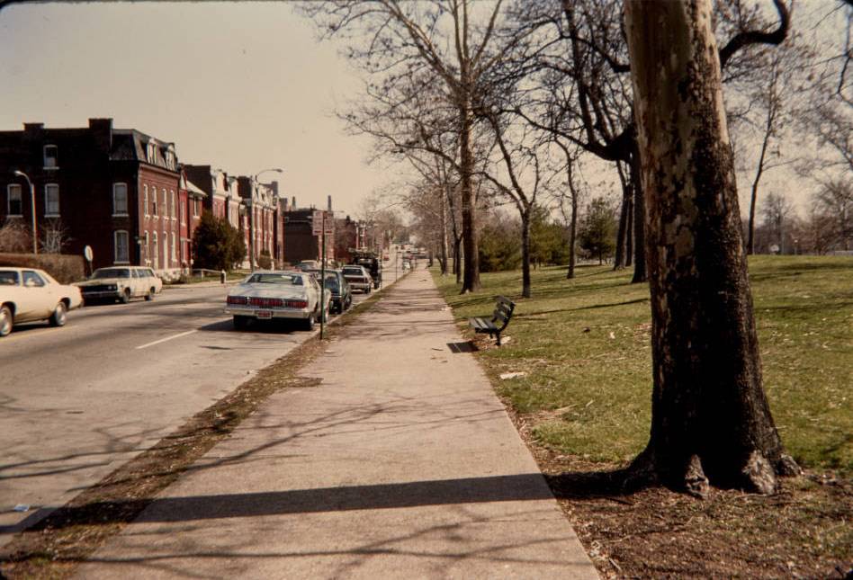 Arsenal St., south side, looking east, 1977