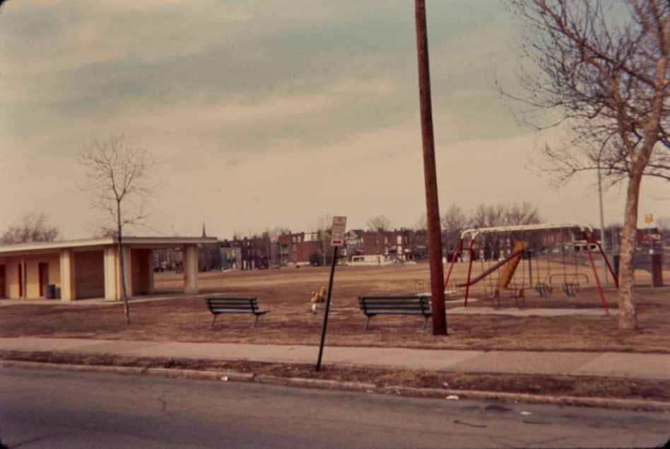 Cherokee Playground from Corner of Utah St. & DeMenil Pl, 1977