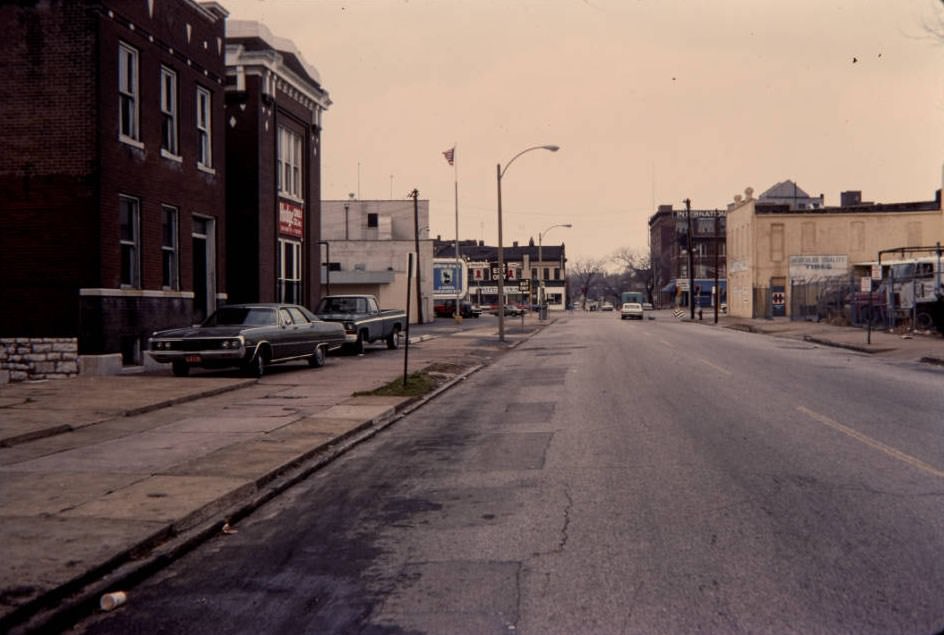 Jefferson Ave. down Sidney St., looking west, 1977
