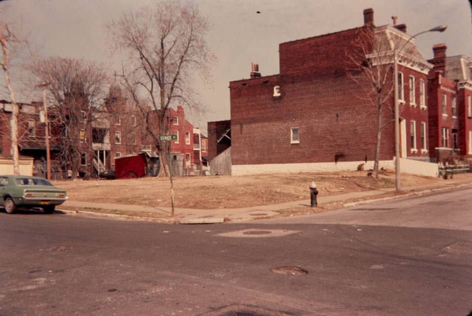 Senate & Salena Sts. Vacant Lot, looking northeast, 1977