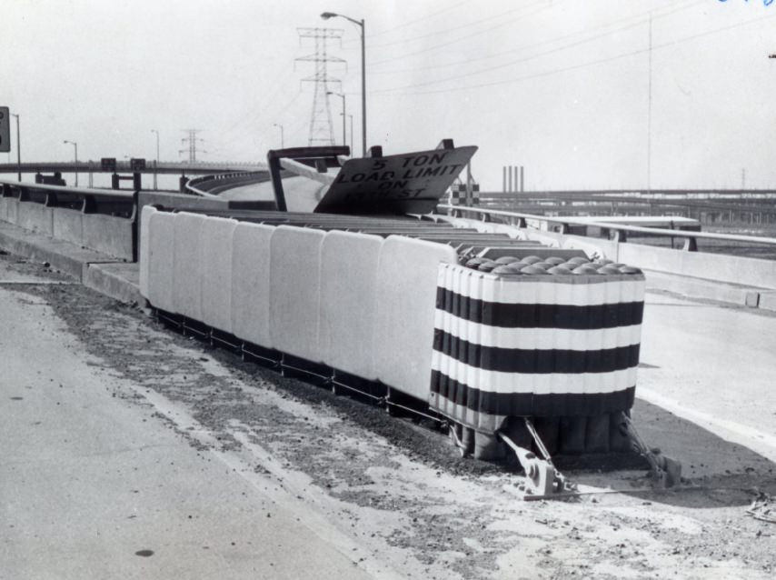 Water-filled Plastic Tubes Reduce Damage On Poplar Street Bridge, 1975