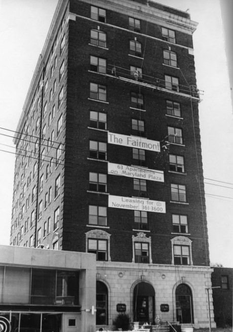Maryland Gardens Apartments - Fairmont Hotel exterior, to be renovated, 1976
