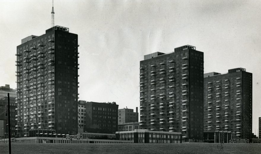 A View of All of the Mansion House Towers, 1972
