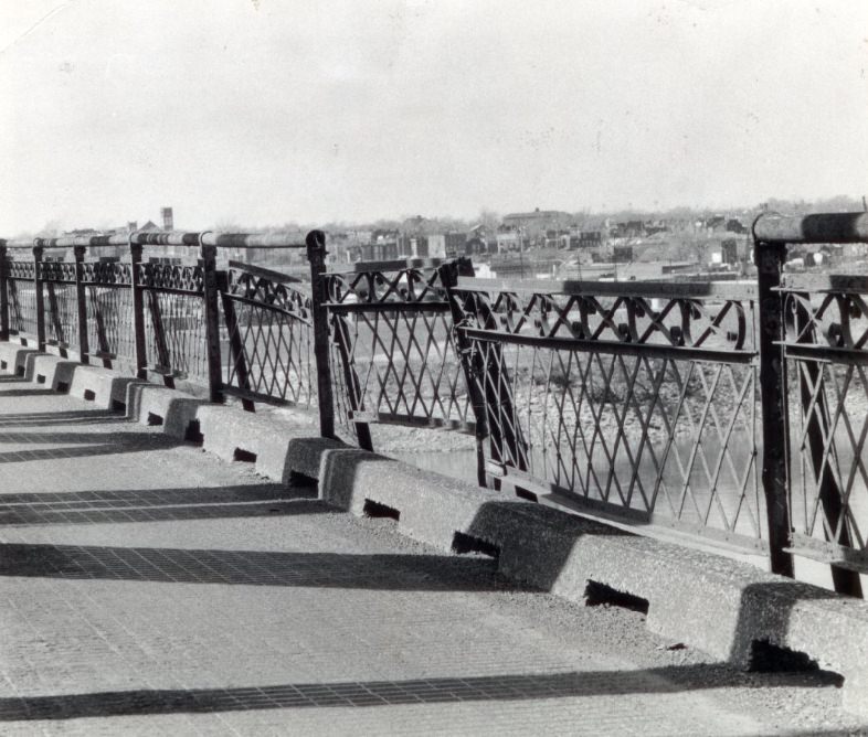 Corrosion and Deterioration on the McKinley Bridge, 1977. Corrosion and deterioration are evident on older St. Louis bridges spanning the Mississippi River.