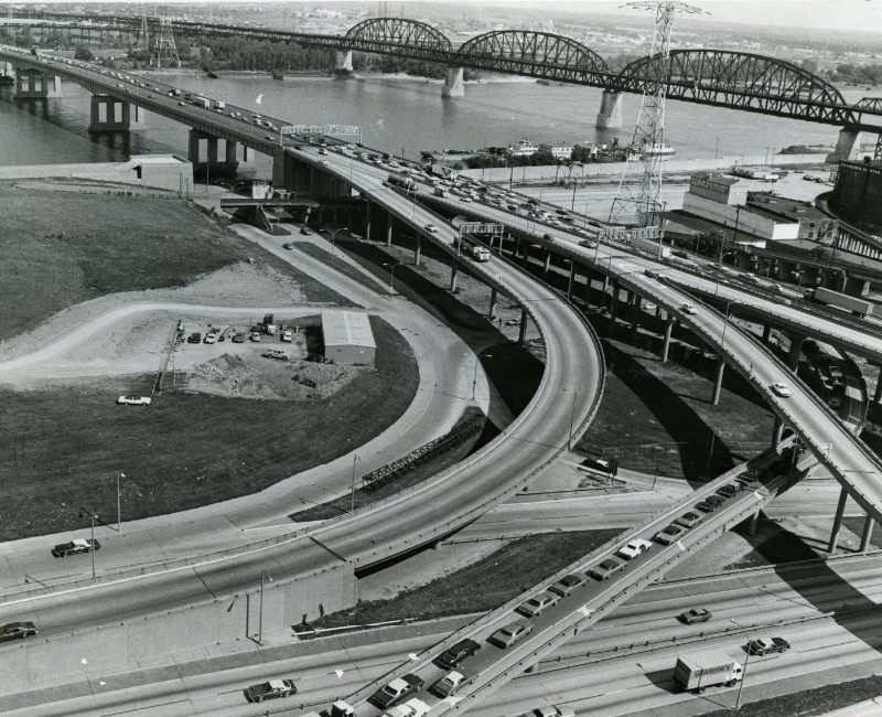 Tedious Traffic On The Poplar Street Bridge, 1975