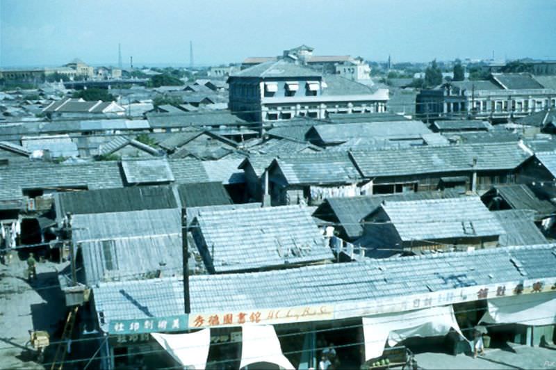 Kaohsiung rooftops, Taiwan, 1954
