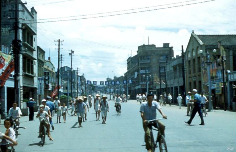 Tainan main street, Taiwan, 1954