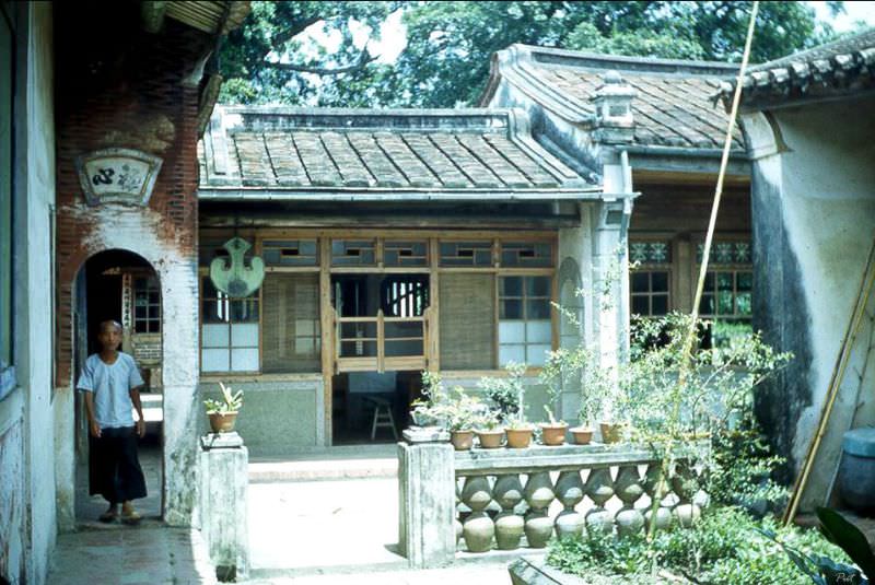 Tainan monastery courtyard, Taiwan, 1954