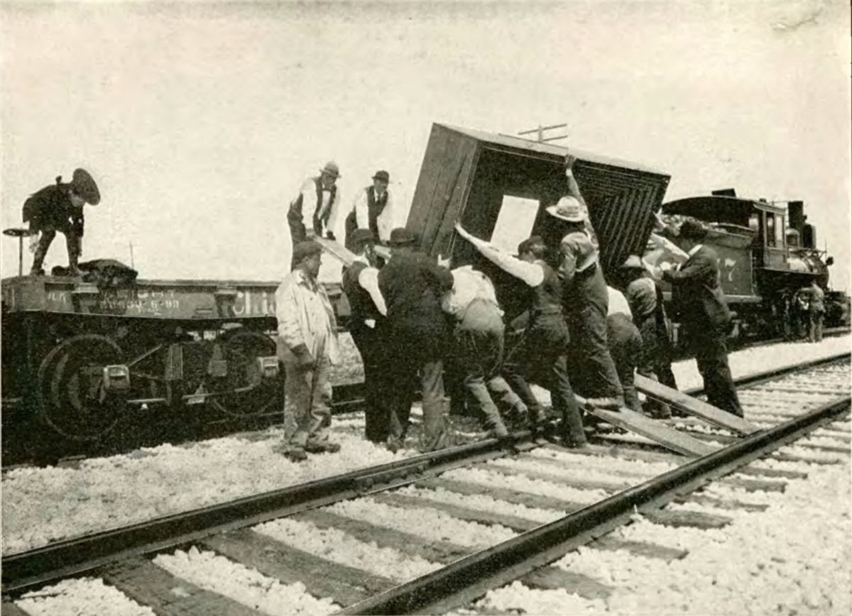 Loading the camera onto the train.