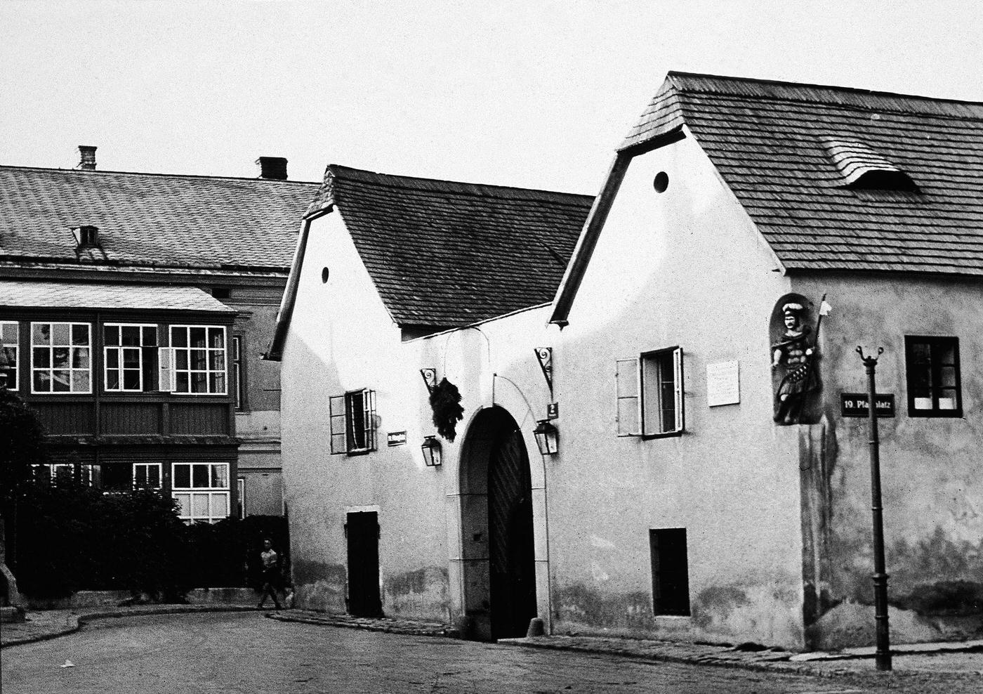 Exterior view of the home of Ludwig van Beethoven in Heiligenstadt, Austria, where he wrote his will, known as the "Heiligenstadt Testament," in mid-1900s.