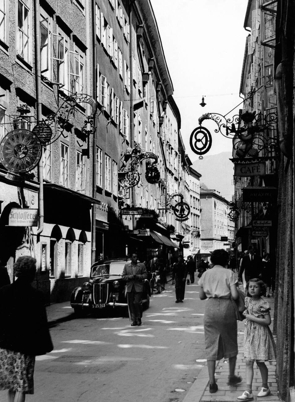 Street scenes in Salzburg, Austria, 1950s.