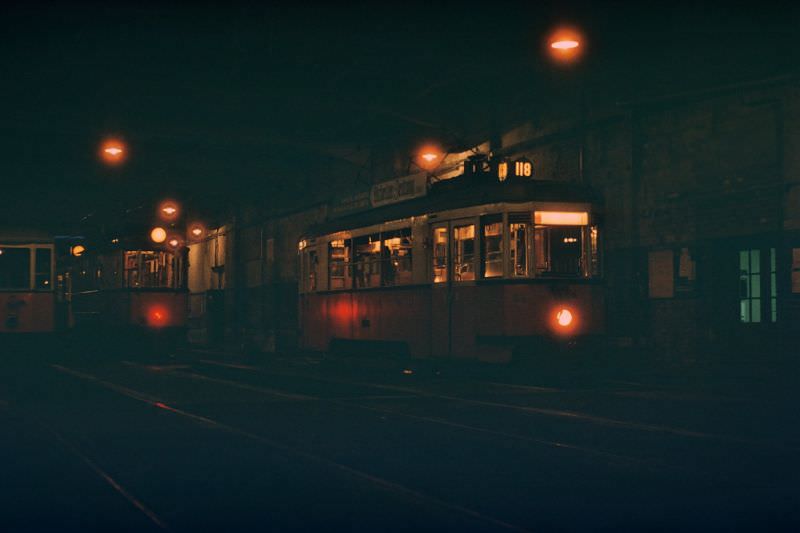 Erdberg station at night, 1960