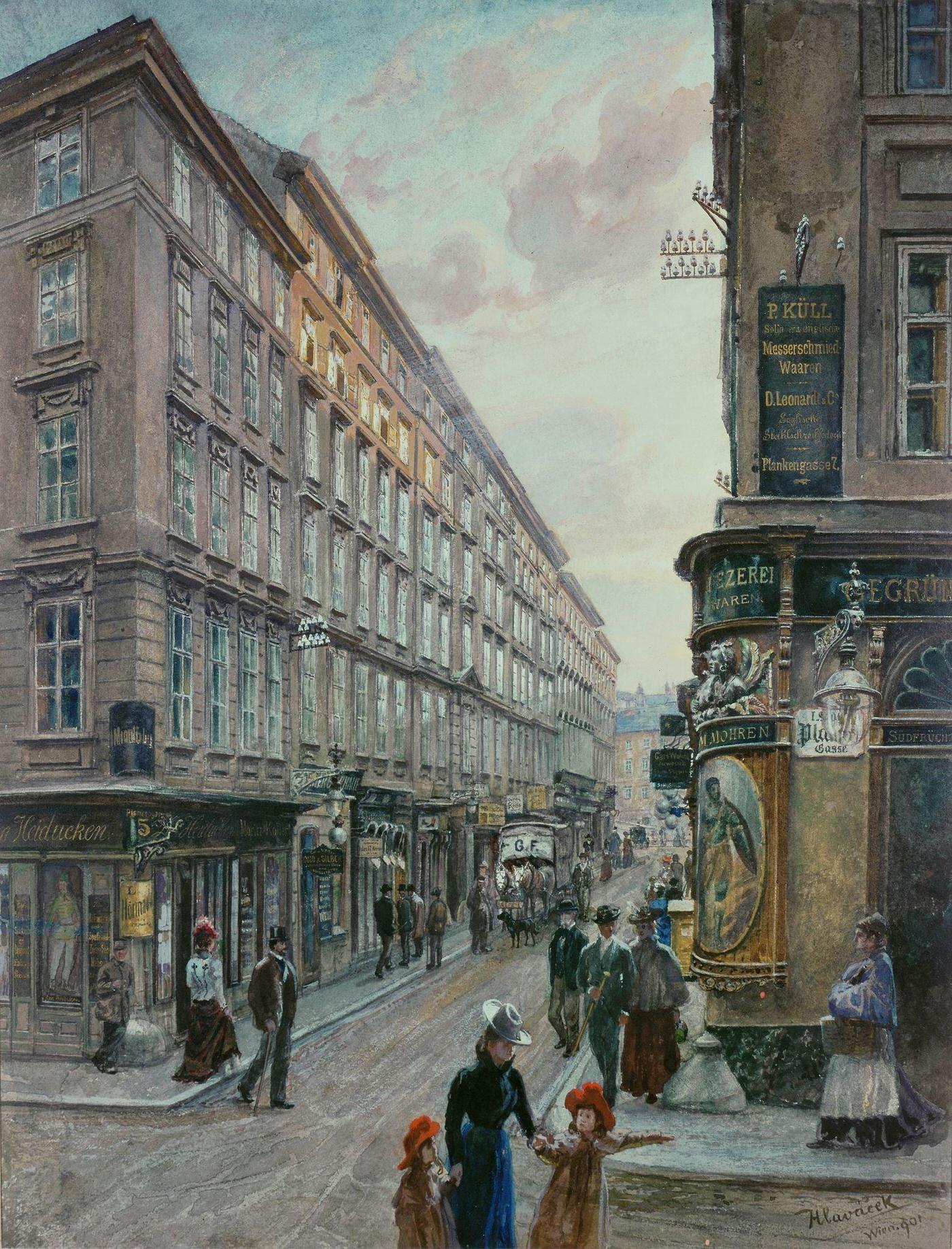 Spiegelgasse in downtown Vienna, 1901.