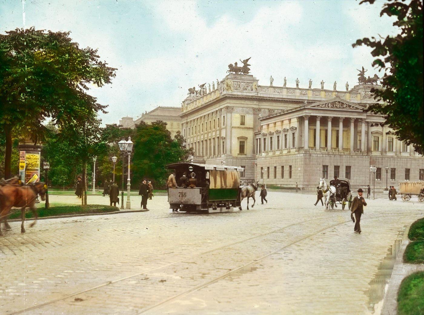 The Parliament building and the Ringstrasse in Vienna's first district, 1900.