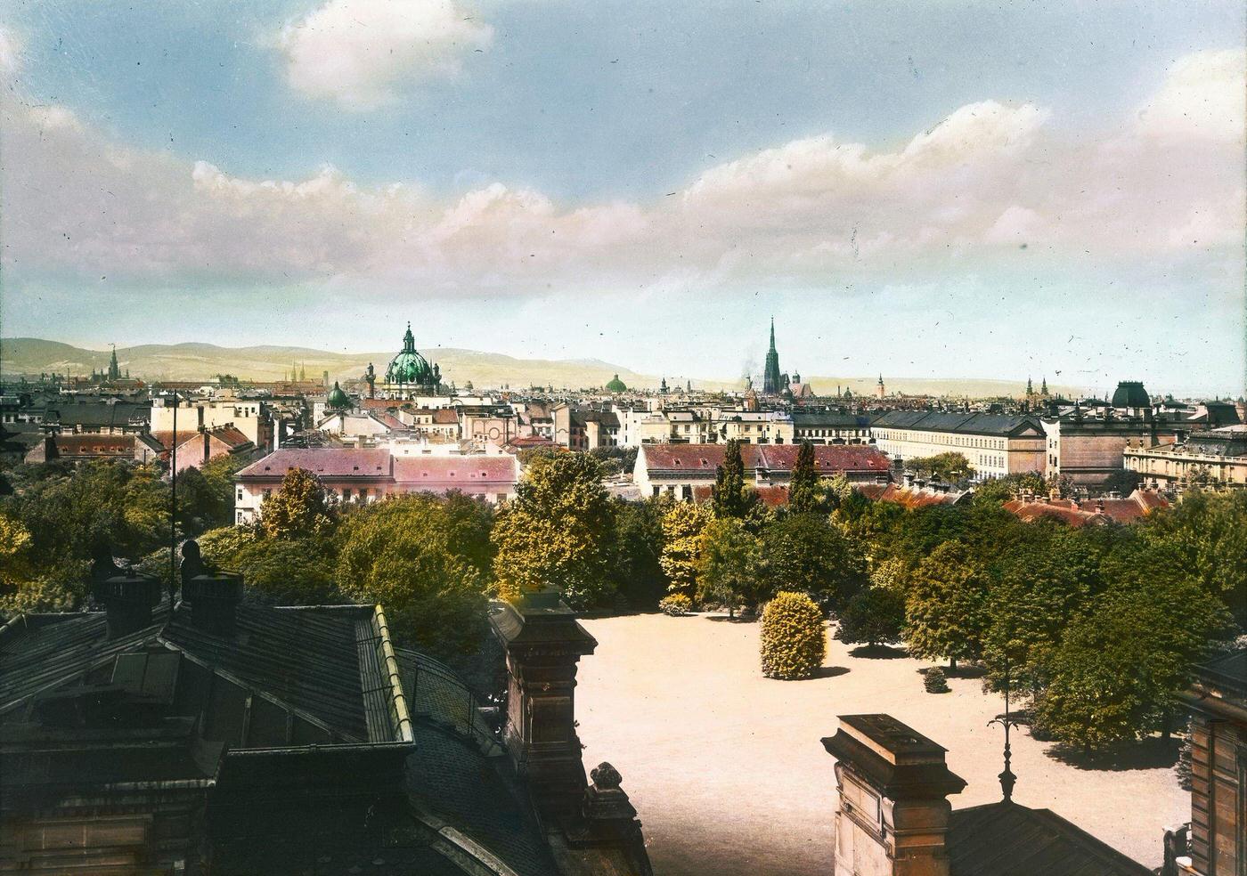 View of the Inner City from the Alfons Rothschild Palais (residence) in Vienna's first district, 1900.