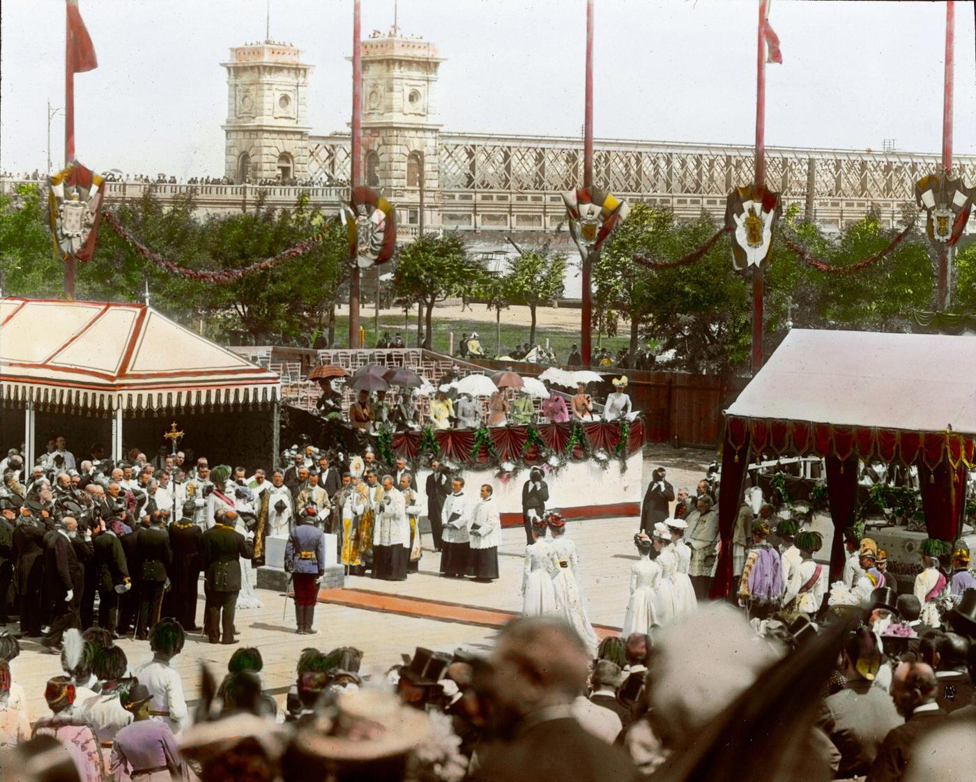 Laying of the cornerstone of the Kaiser-Franz-Joseph-Jubilaums-Church (today Franz -von-Assisi-Church) at the Mexikoplatz in Vienna, 2nd district. June, 10th 1900.