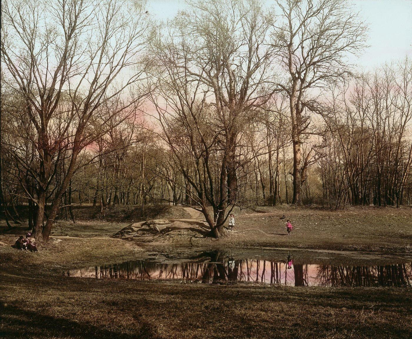 Strolling through the meadows in the Prater, 1905.