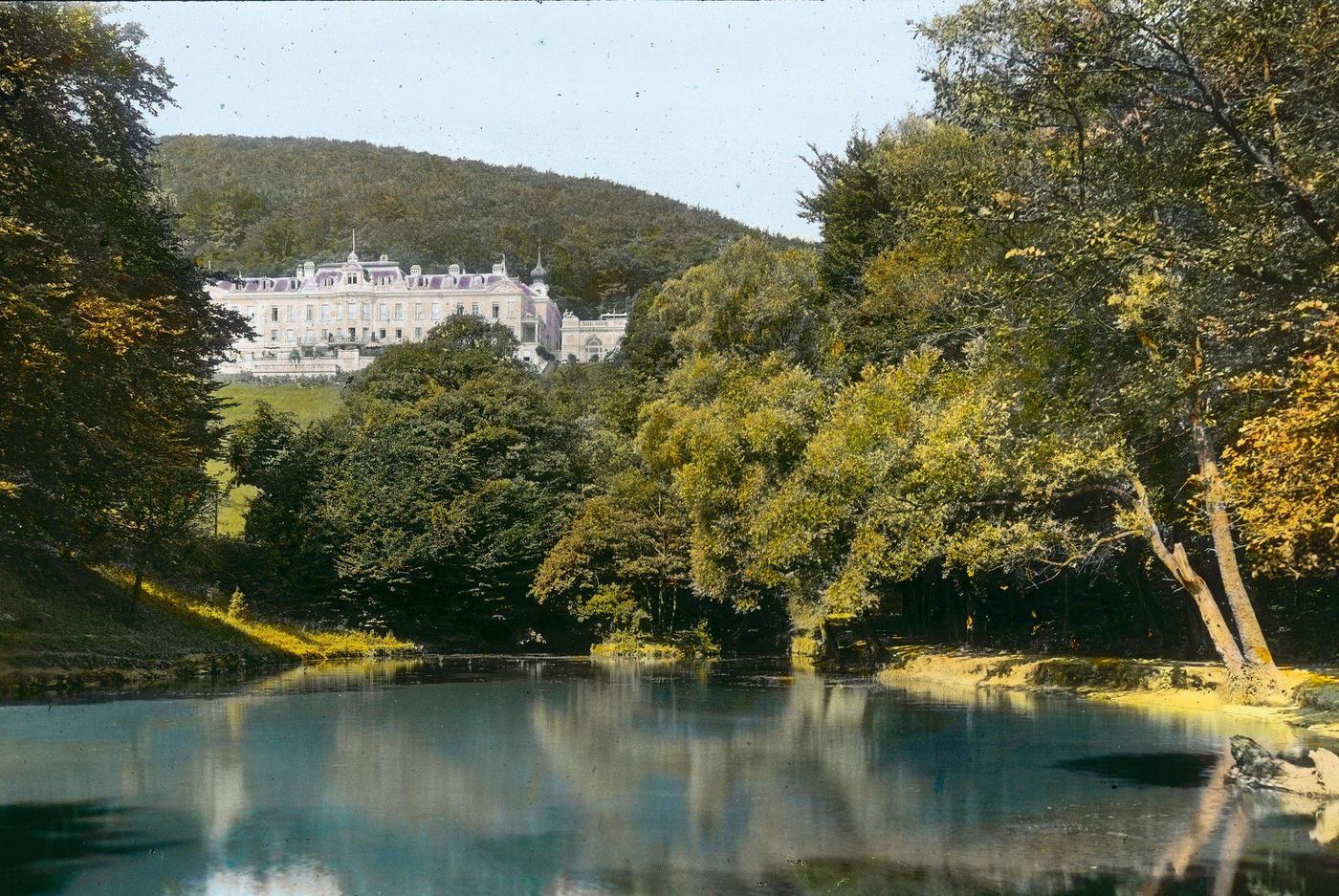Cobenzl Palace in Vienna. Hand-colored lantern slide, 1905.
