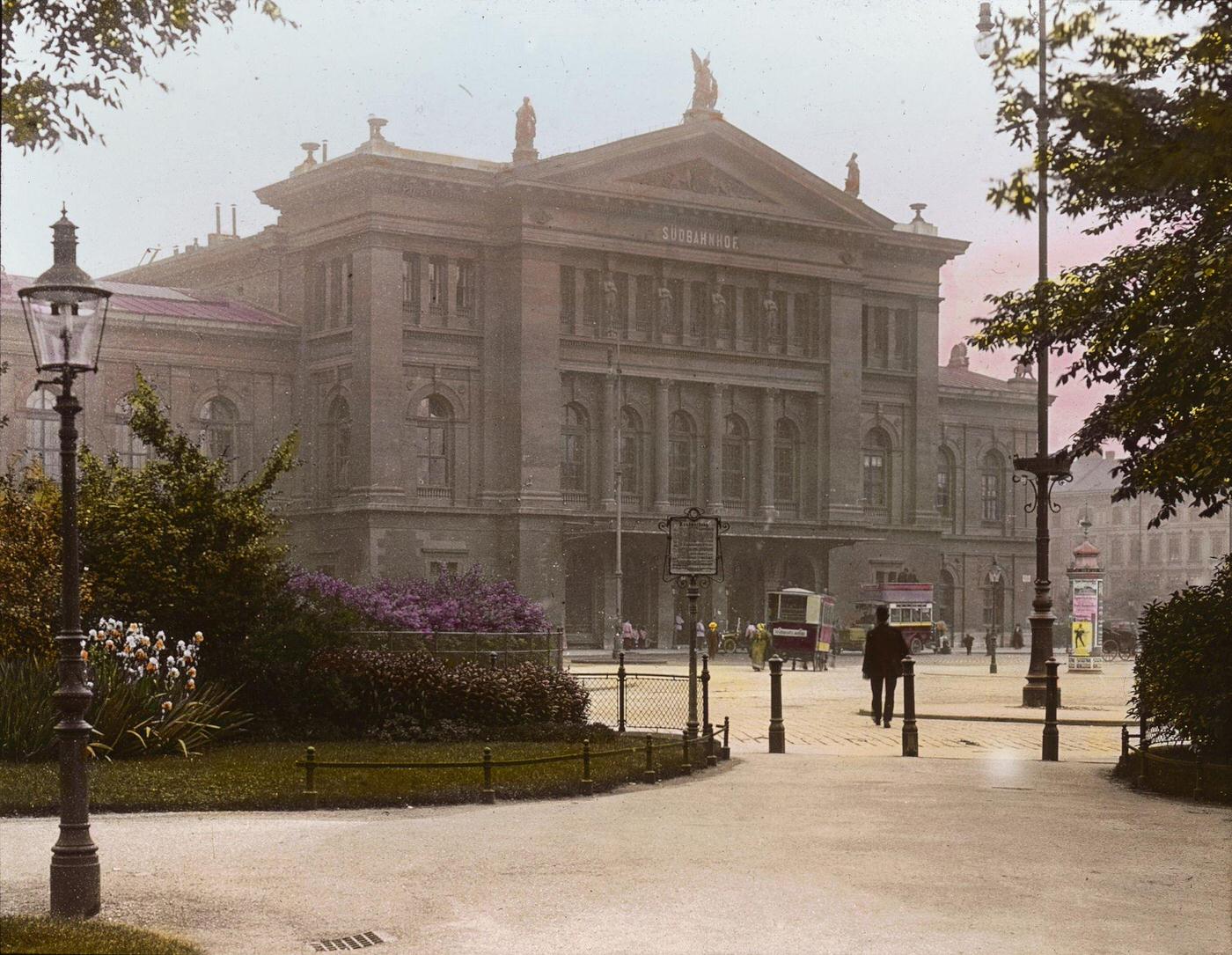 Vienna Suedbahnhof, built in 1874 and destroyed in 1945 during WWII. Vienna's 3rd district, 1905.