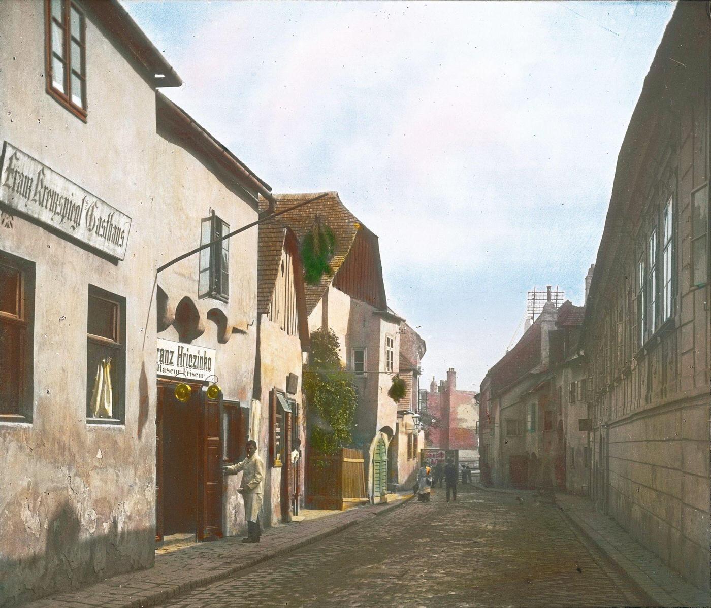 Wine taverns in Kahlenberger Straße in Nussdorf, part of Vienna's 19th district, 1905.