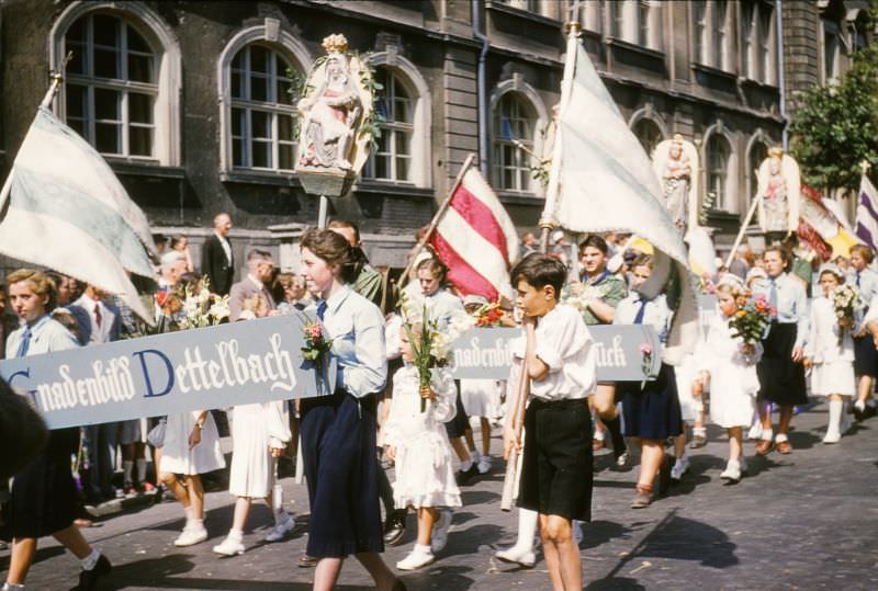 St Kilian's Festival, outside the Röntgen High School, Wurzburg.