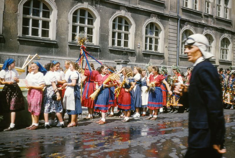 St Kilian's Festival, outside the Röntgen High School, Wurzburg.