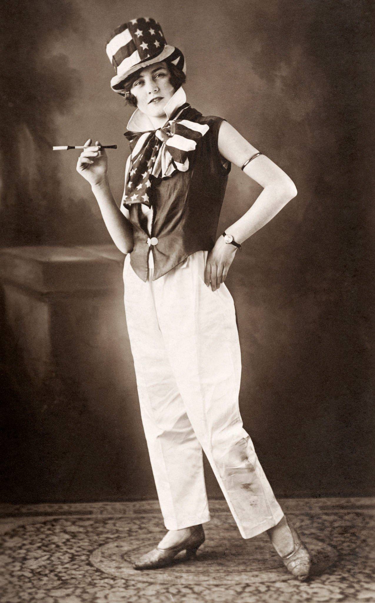 Vintage Fashion: American Motif with Cigarette Holder, 1920