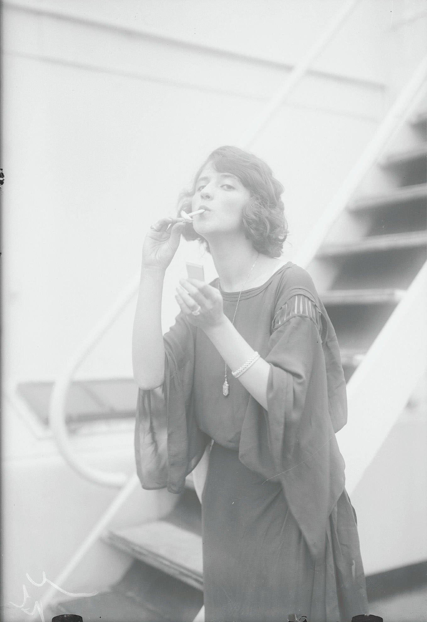 Wife of Rudolph Friml, Smoking Calmly Amidst the Adriatic's Explosion, 1920s