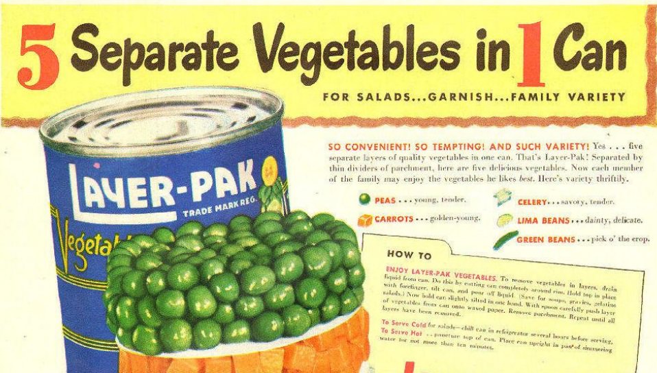 Layer-Pak Canned vegetables 1948