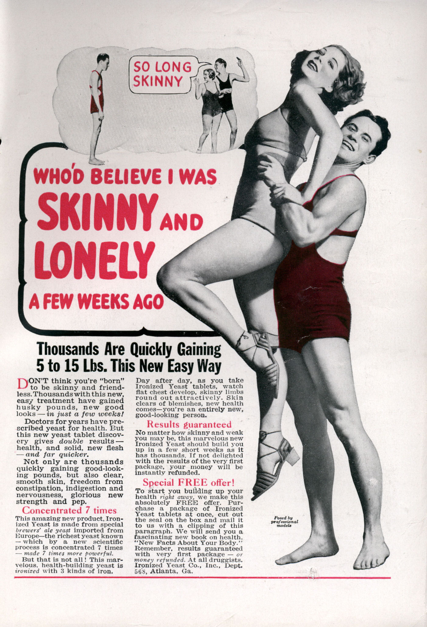 No Skinny Man has an Ounce of Sex Appeal: A Look into 1930s Ads Urging Men to Gain Weight