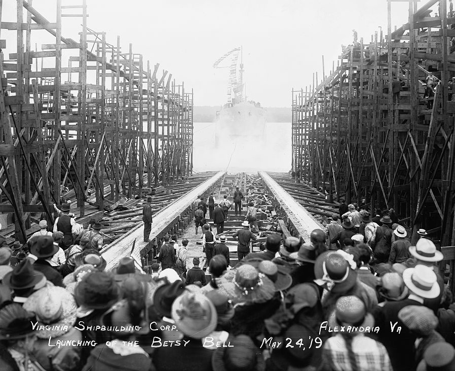 Virginia Shipbuilding Corp., Alexandria, Va. Launching of the Betsy Bell, 1919