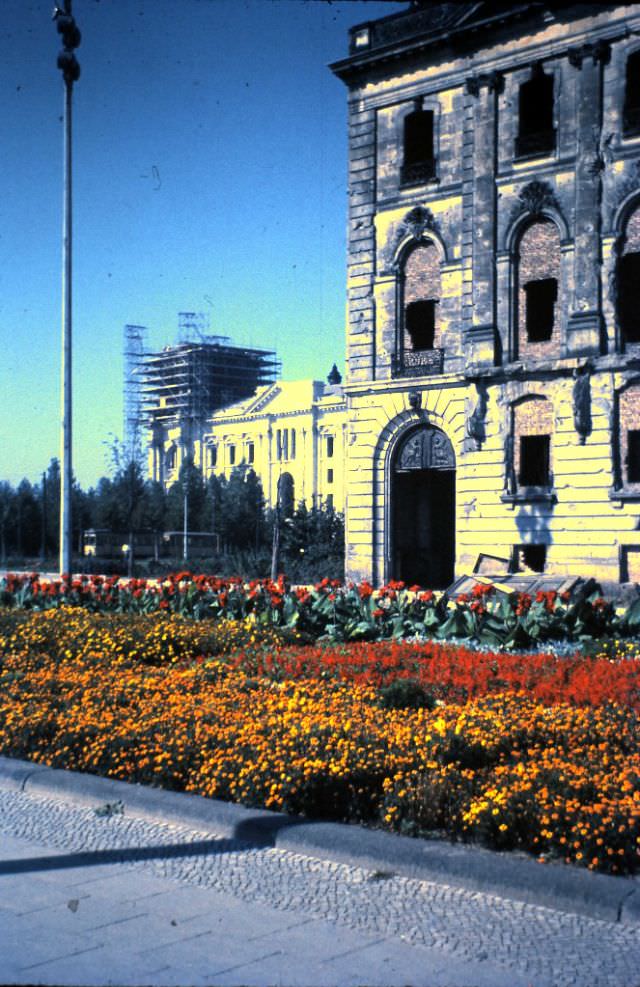 War-damaged building and Reichstag, September 11, 1959.