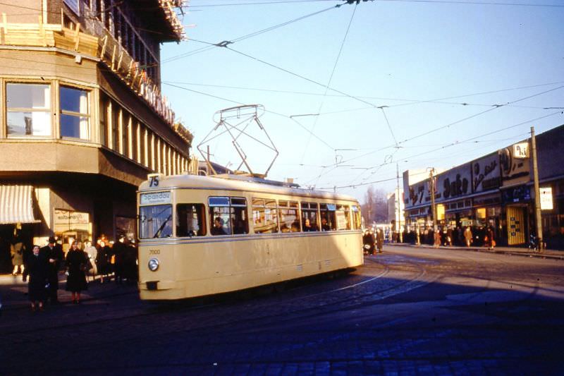 1952 prototype car, one of the last two trams built for the West Berlin system, Berlin, 1954
