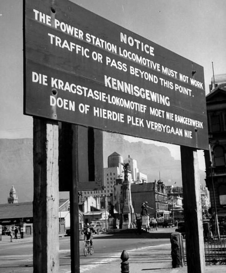 Notice board in Adderley street, 1946.