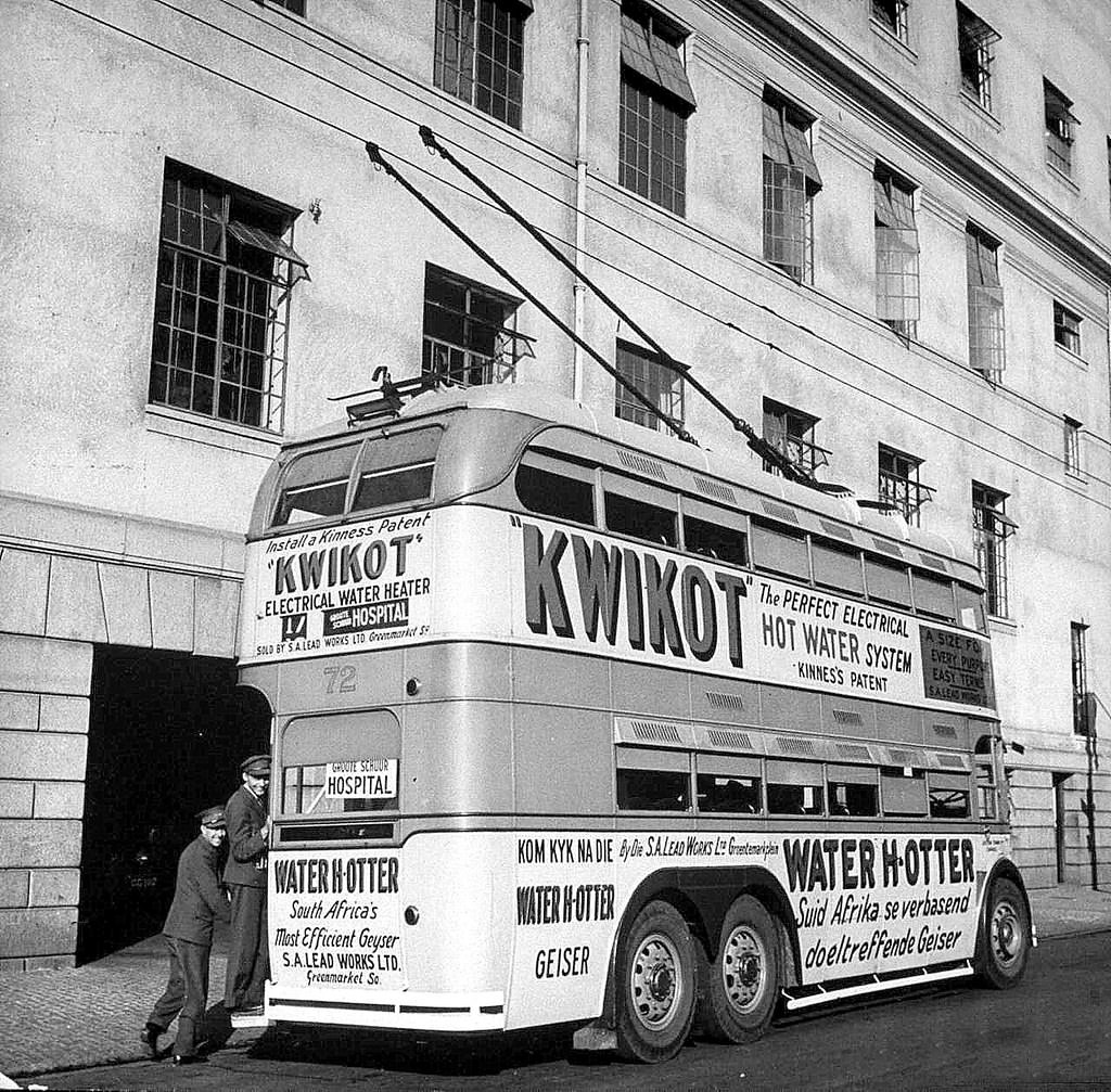 Trollybus 1943. These Sumbeam electrical busses were imported from the U.K. and was loved by all Capetonians.