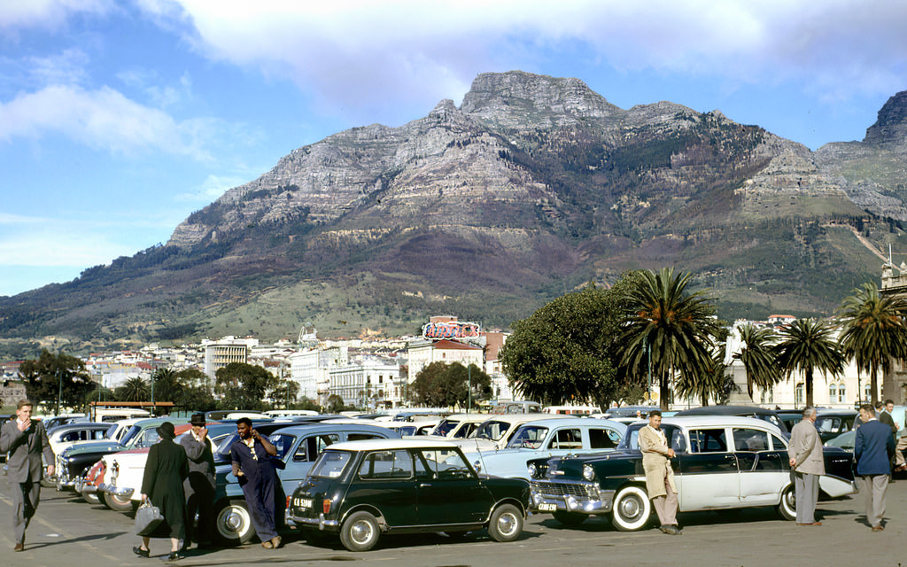 Cars parked on the Parade, 1962.