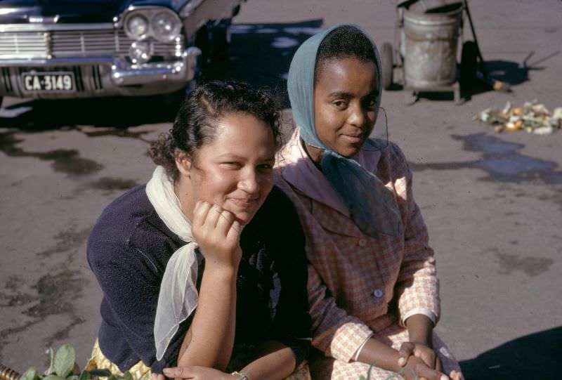 Girls at market in Cape Town, 1960s