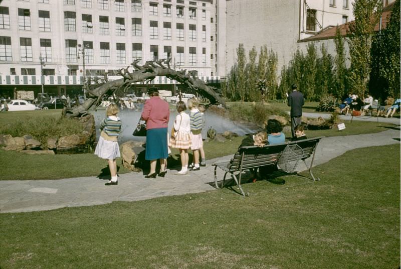 People at city park, 1960s