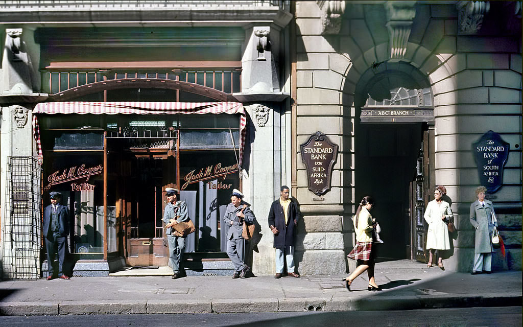 Waiting for the bus in St Georges street, 1974.