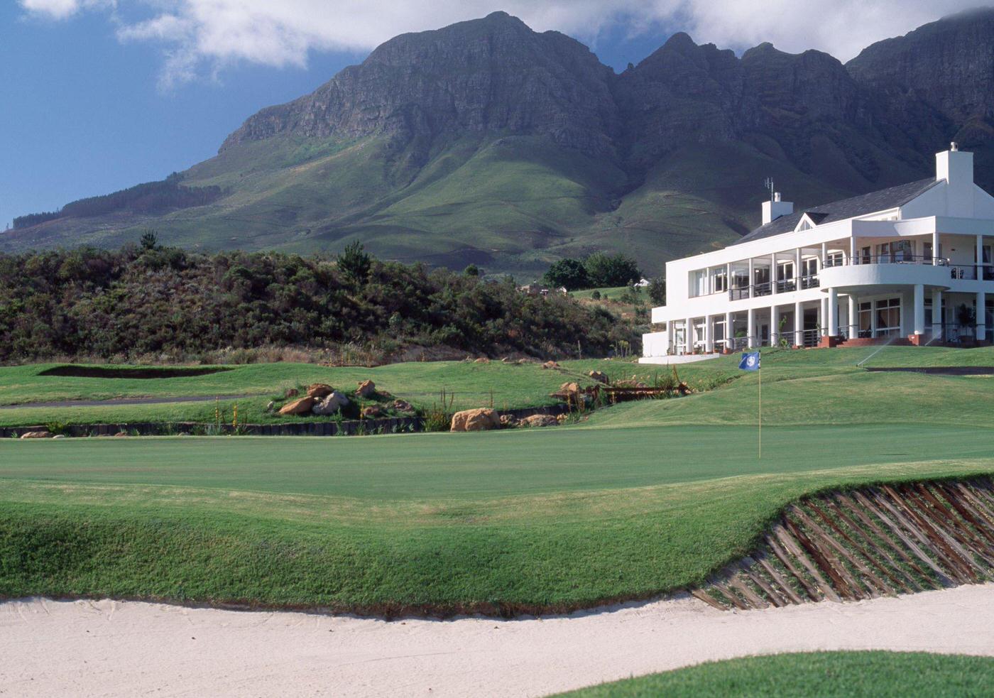 The 9th hole and Club House at the Erinvale Golf Club near Cape Town, 1985