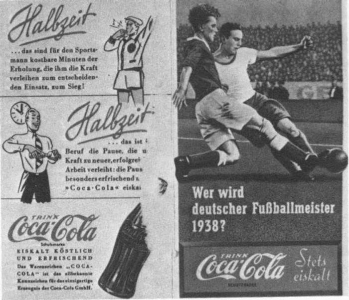 Coca-Cola football ad, Nazi Germany, 1938.