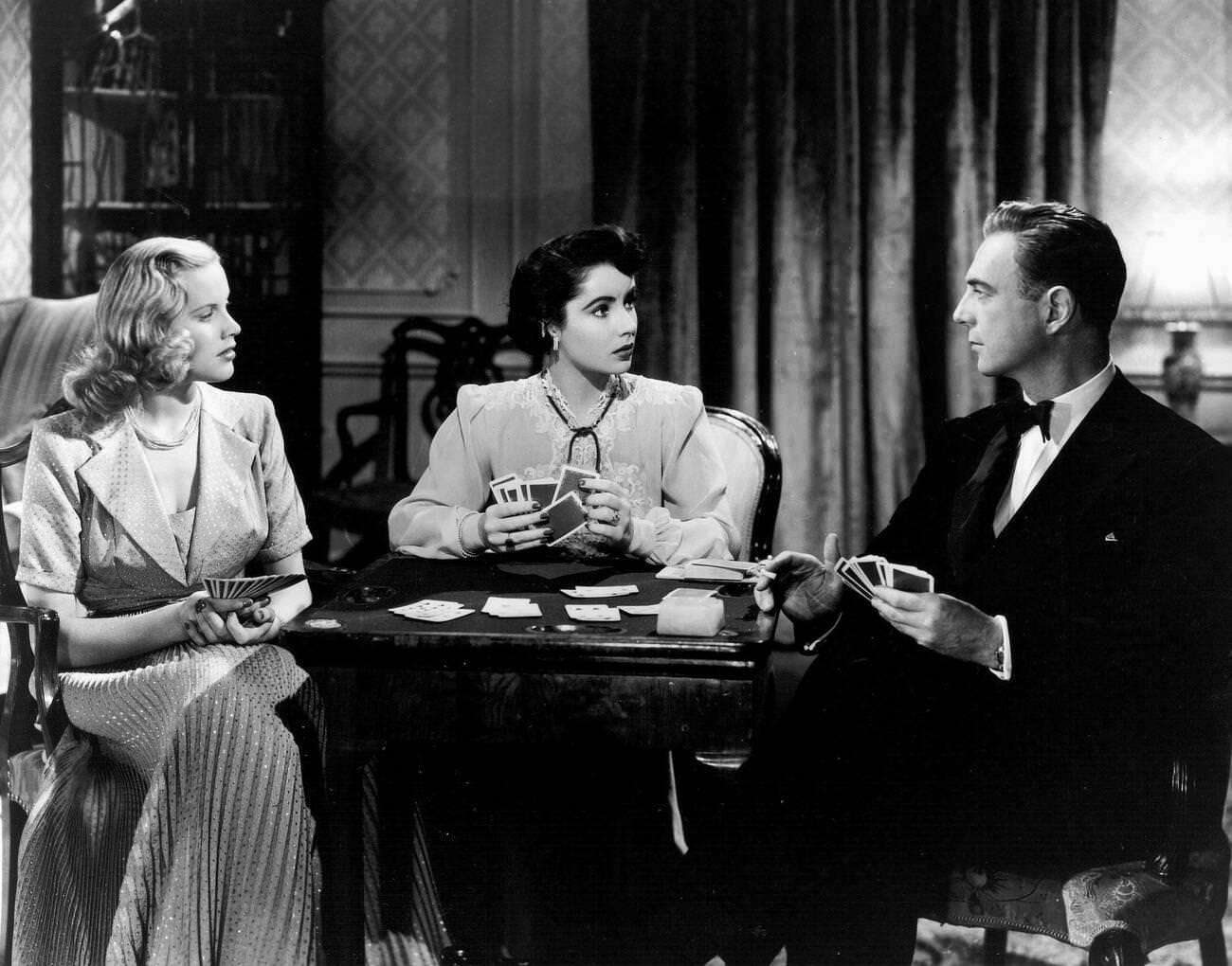 Honor Blackman, Elizabeth Taylor, Robert Flemyng in Conspirator, 1949.