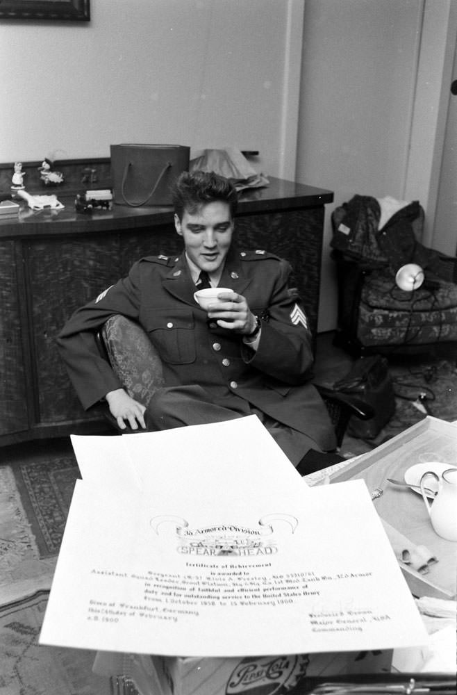 Sgt. Elvis Presley prepares to leave Germany, March 1960.