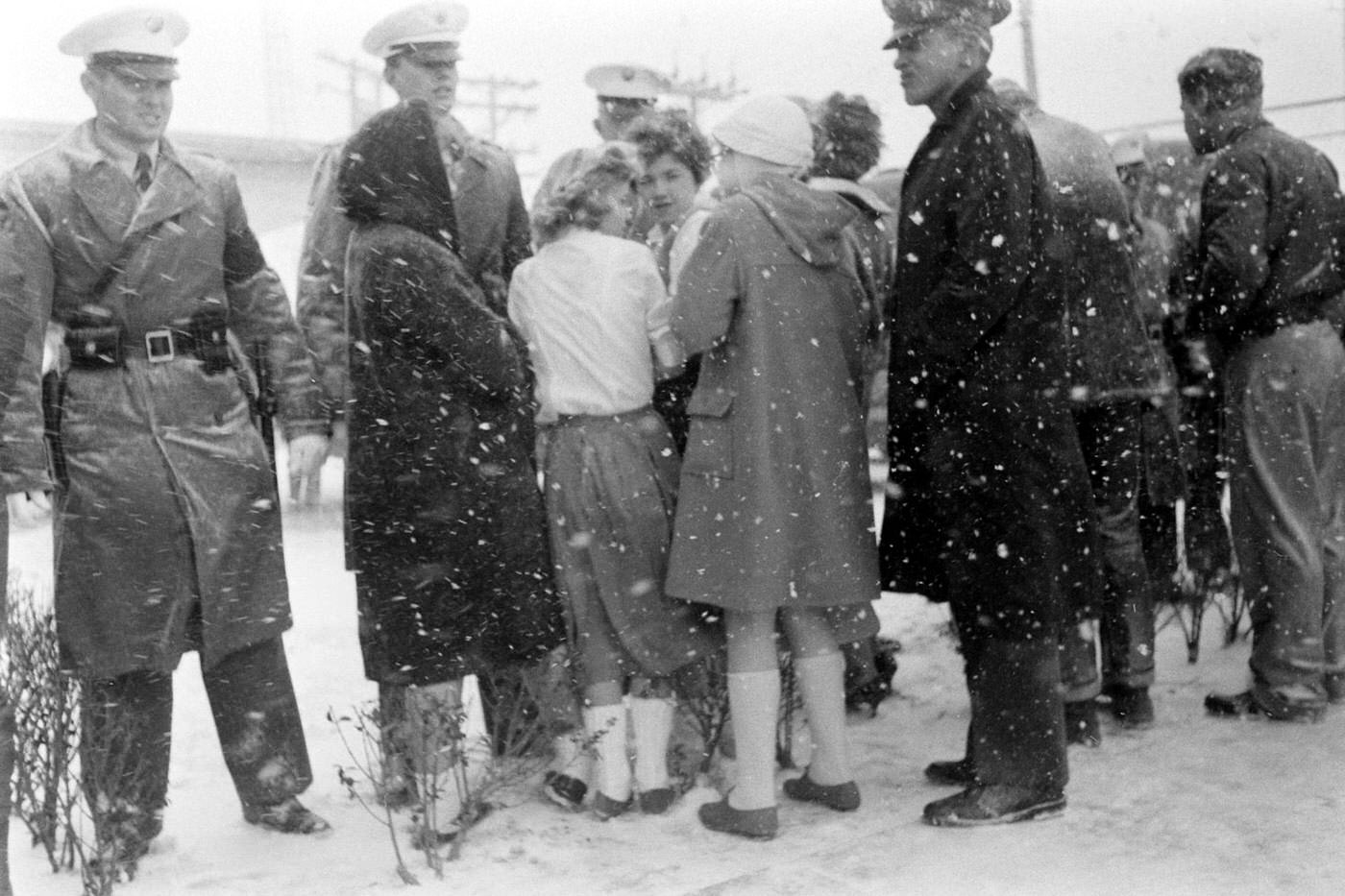 Elvis Presley fans, McGuire Air Force Base, New Jersey, March 1960.