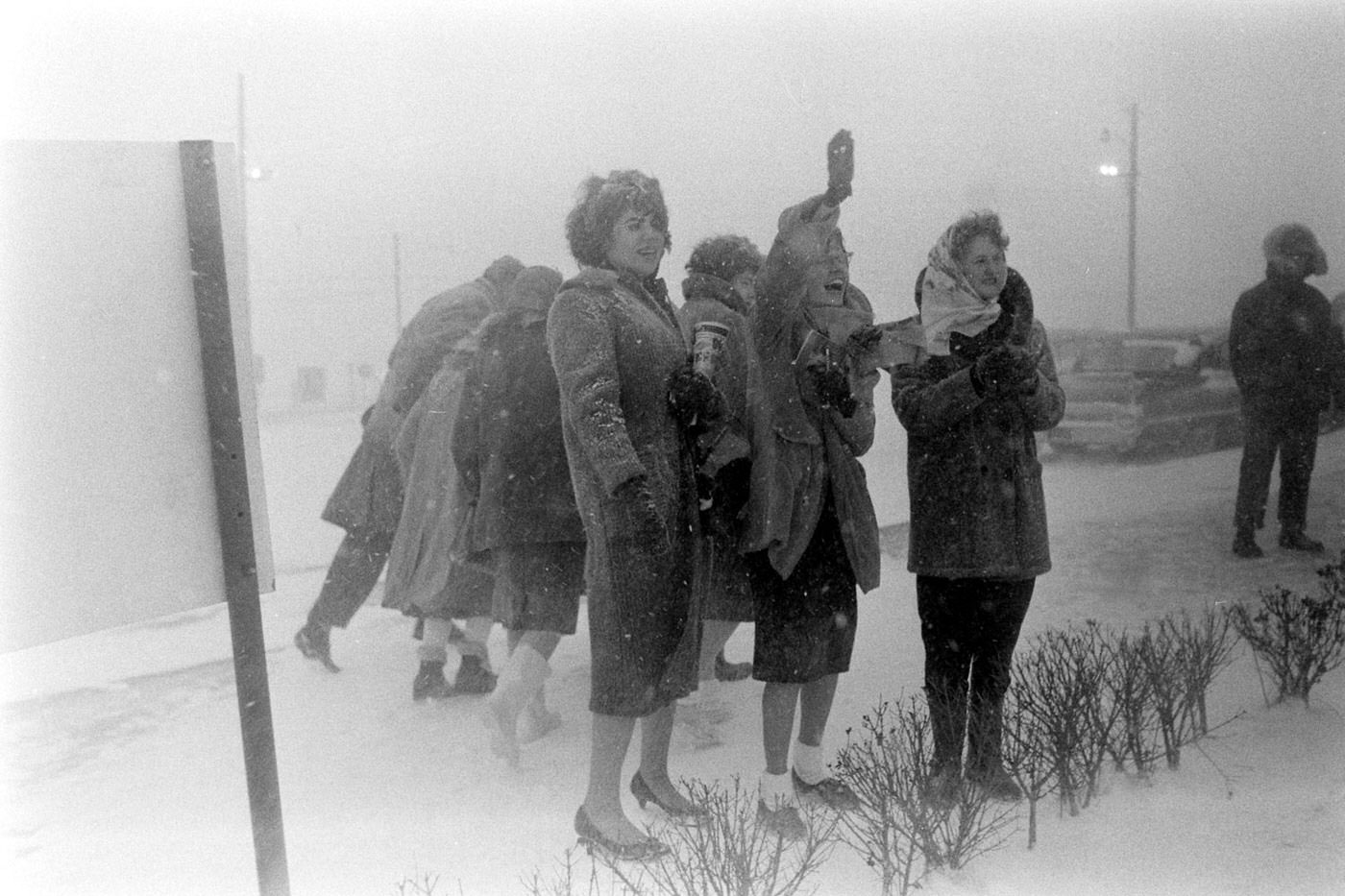 Elvis Presley fans, McGuire Air Force Base, New Jersey, March 1960.