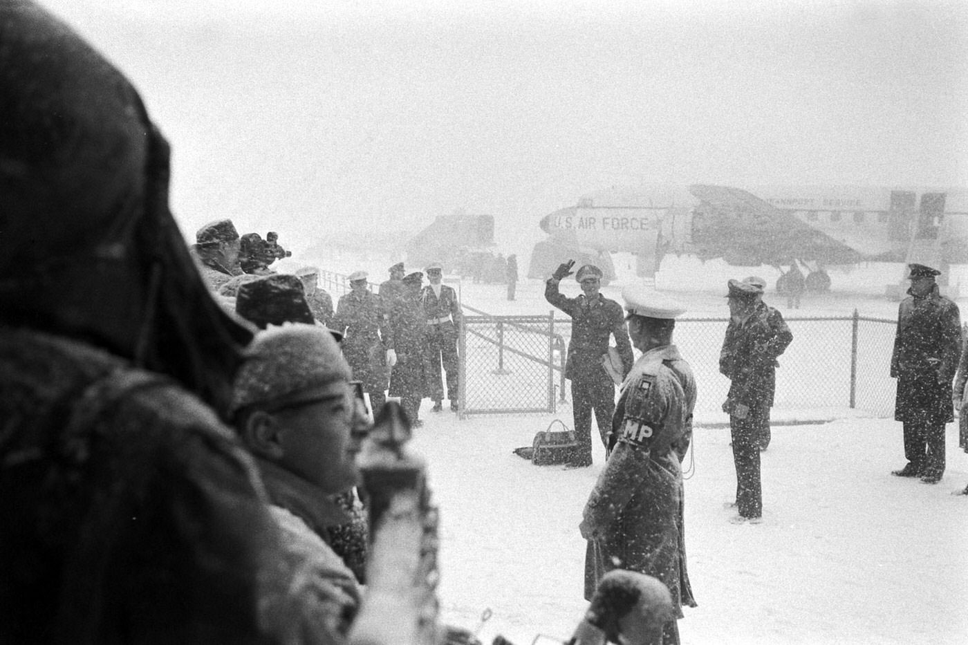 Elvis Presley arrives at McGuire Air Force Base, New Jersey, March 1960.